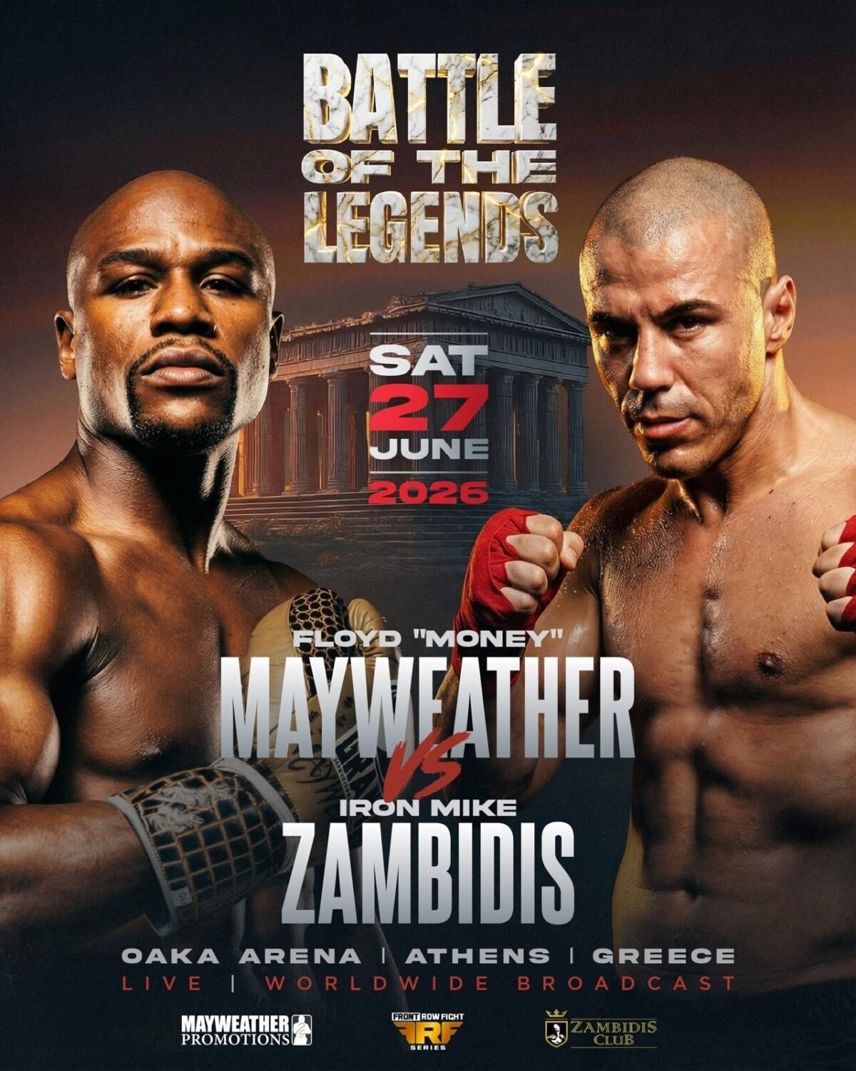 Floyd Mayweather tritt in Athen bei BATTLE of the LEGENDS gegen die griechische Ikone Mike Zambidis an