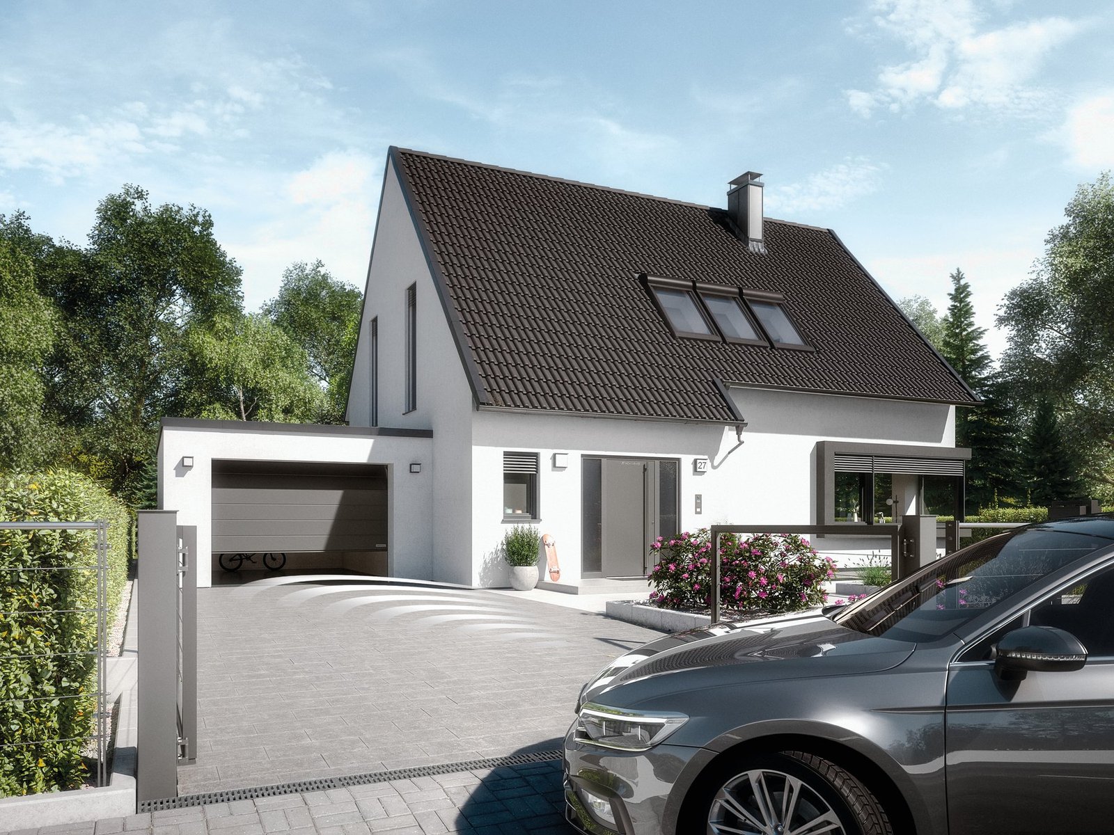 Hörmann Garagentor – Antriebstechnik bleibt von aussen unsichtbar und lässt sich frei gestalten.